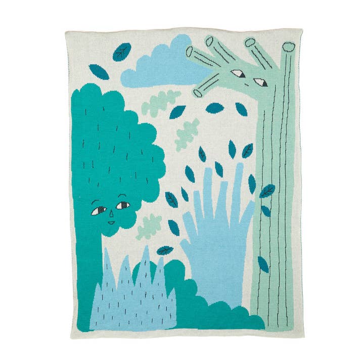 Green Trees Cotton Mini Blanket for wholesale by Donna Wilson