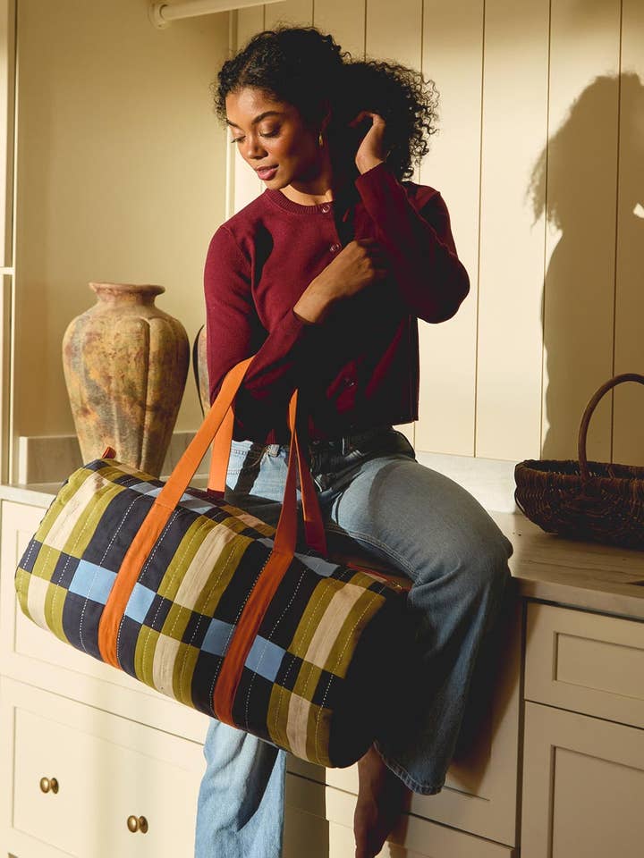 Lattice Canvas Duffle Bag - Marineblau für den Großhandel von Anchal