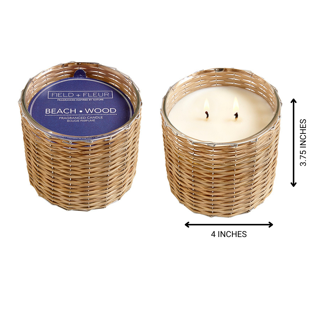 Hillhouse Naturals/Field+Fleur - Venta al por mayor Velas en tarros - Vela Tejida a Mano de Madera de Playa con 2 Mechas 12oz. Ctn. 62