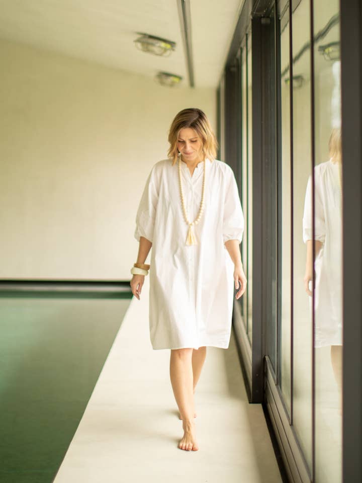 Tassel Ball Necklace | Cream for wholesale by CHALK