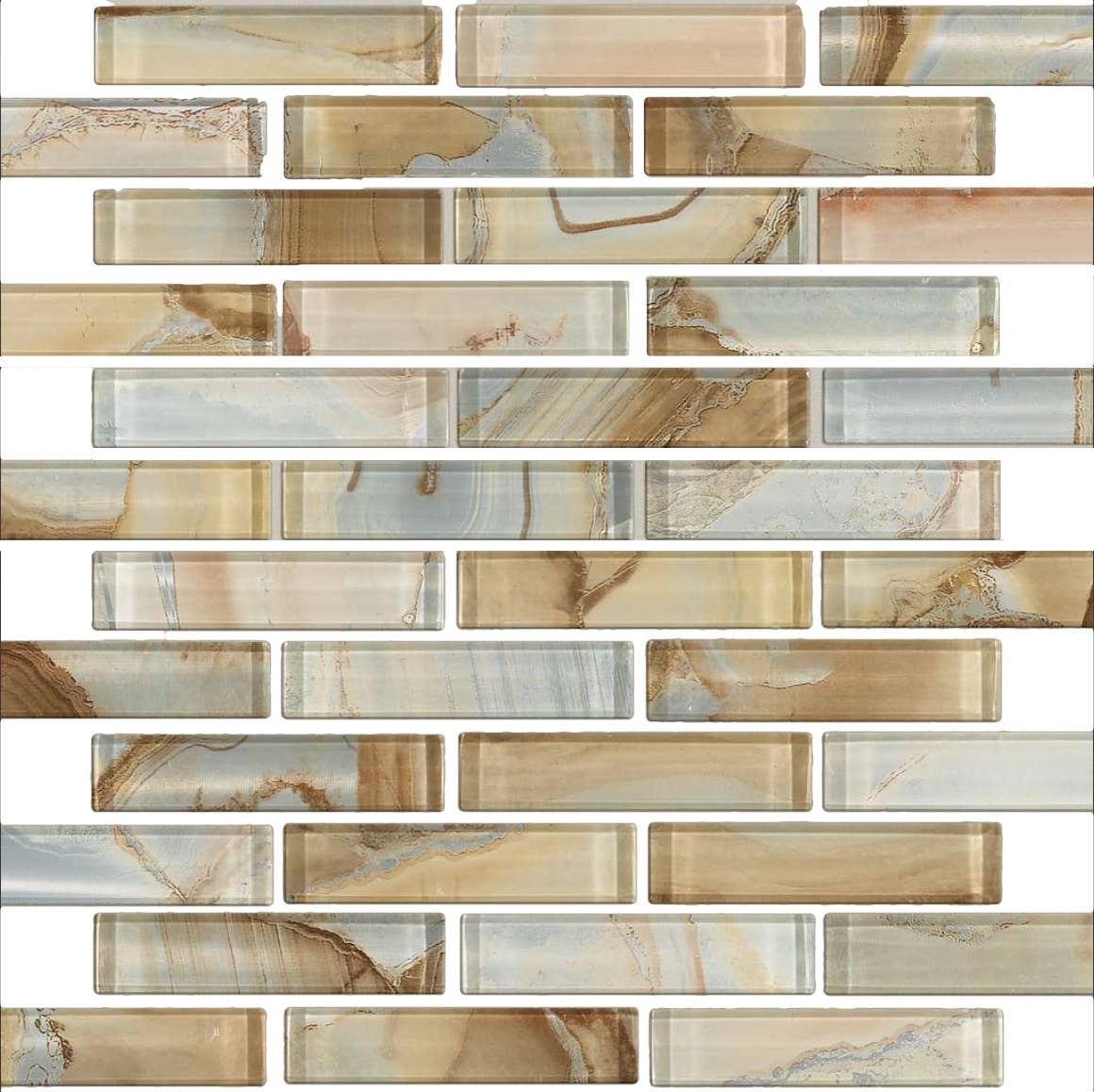 Thomas Avenue Ceramics - Vente Carrelages muraux - Mosaïques linéaires aléatoires en verre nacré de 12 « x 12"2