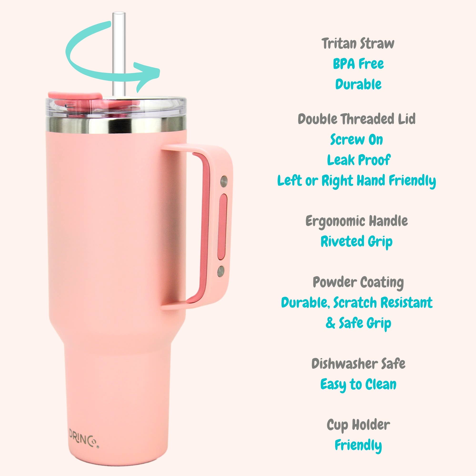 Drinco - Vendita all'ingrosso Bicchiere/tazza termica - Bicchiere termico Drinco BigSur da 40 oz e 30 oz con manico, cannuccia e coperchio flip21