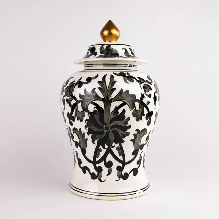 15" Blue Blanc Japanese Form Sha (Ginger Jar) Black/White for wholesale by SaleenArt USA