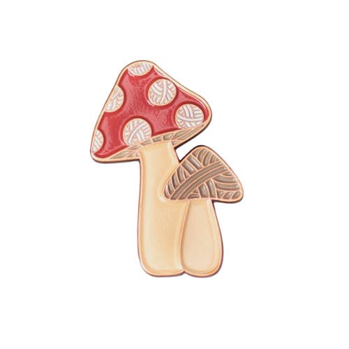 Camp Stitchwood - Wholesale Lapel Pin/Button - Mushroom Yarn Enamel Pin
