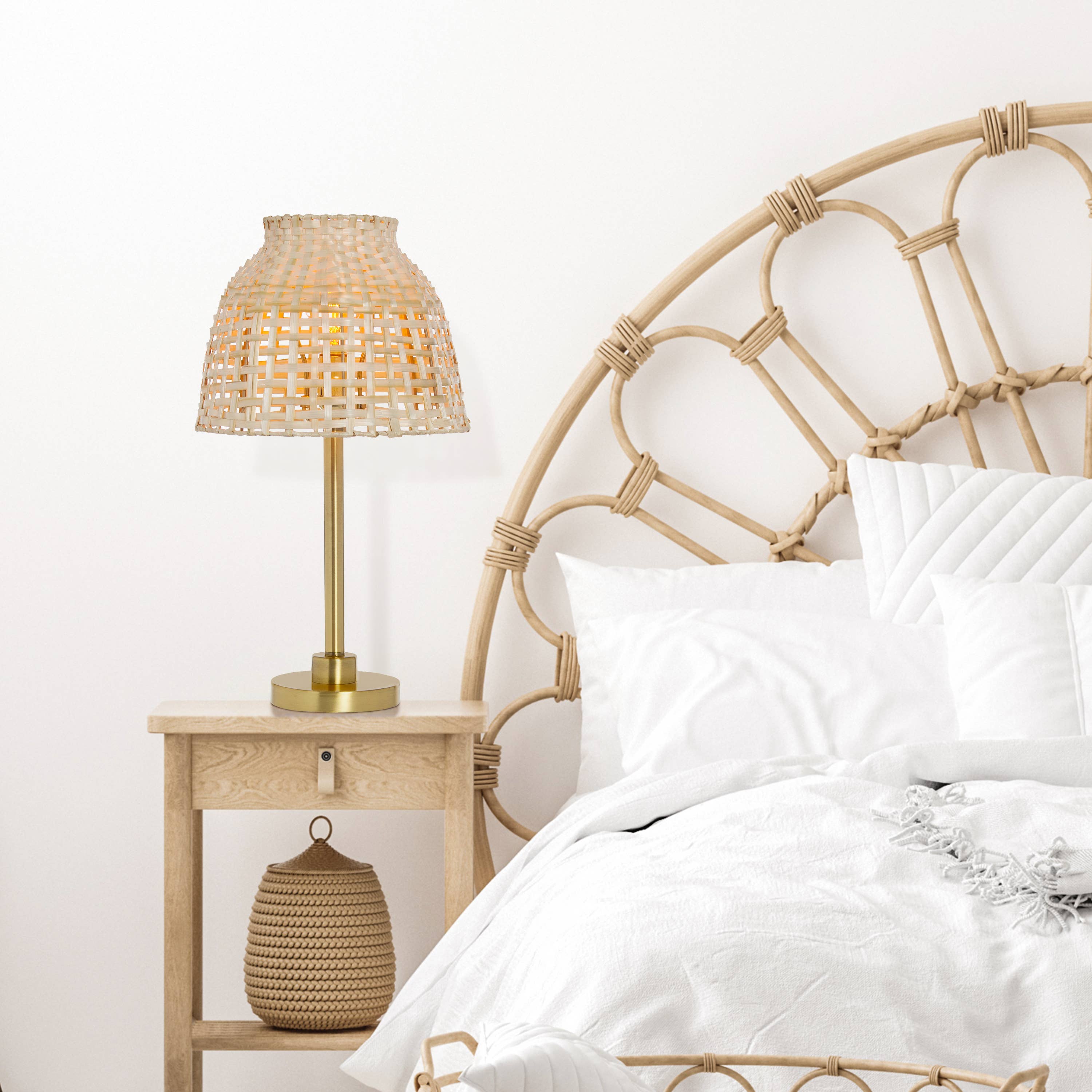 River of Goods - Wholesale Accent/Desk Lamp - 20"H Shayne Natural & Gold Bamboo Shade Table Lamp