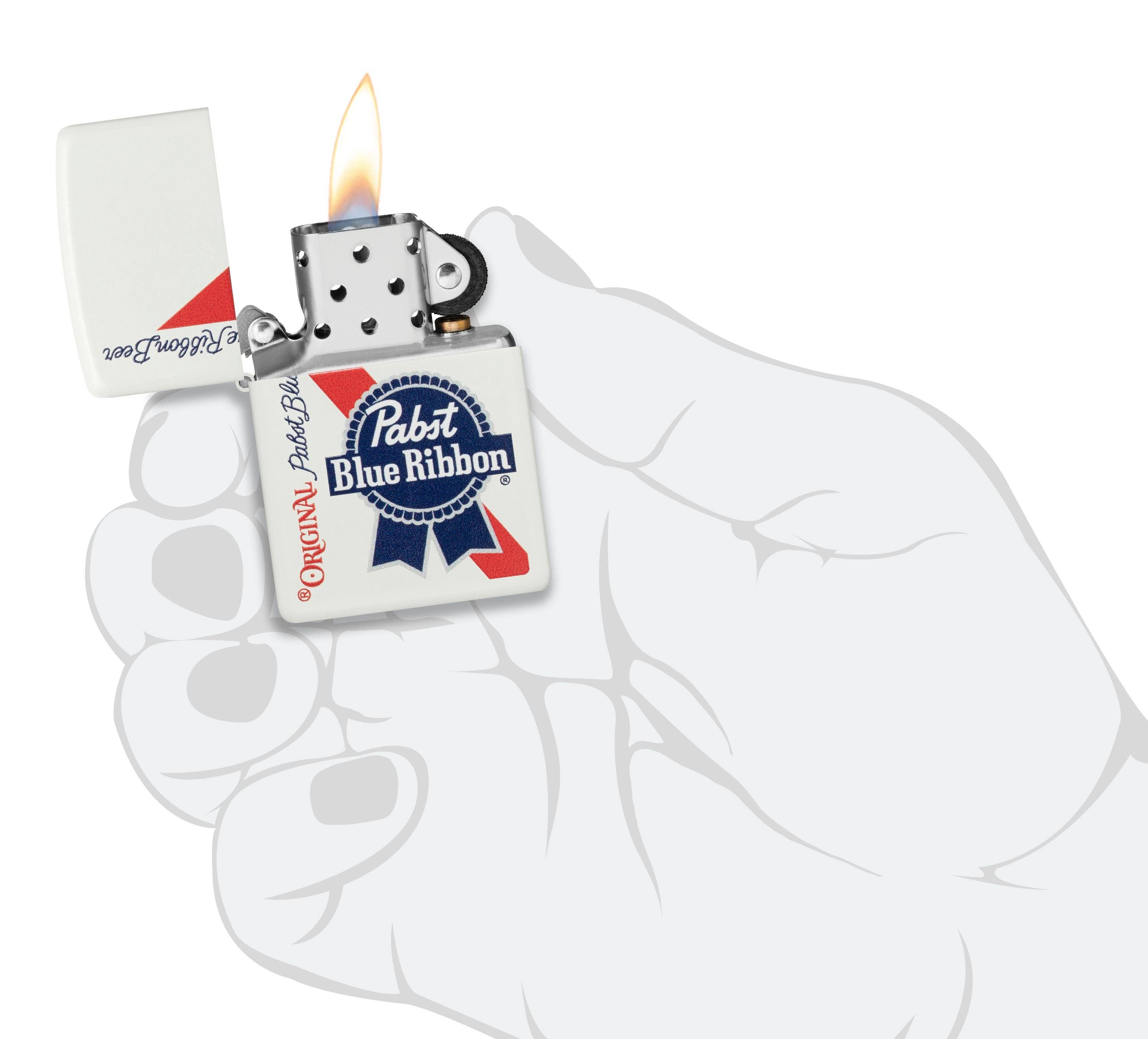 Benhalex - Wholesale Lighter - Zippo Pabst Blue Ribbon Beer, White Matte Color Image Lighter #487464