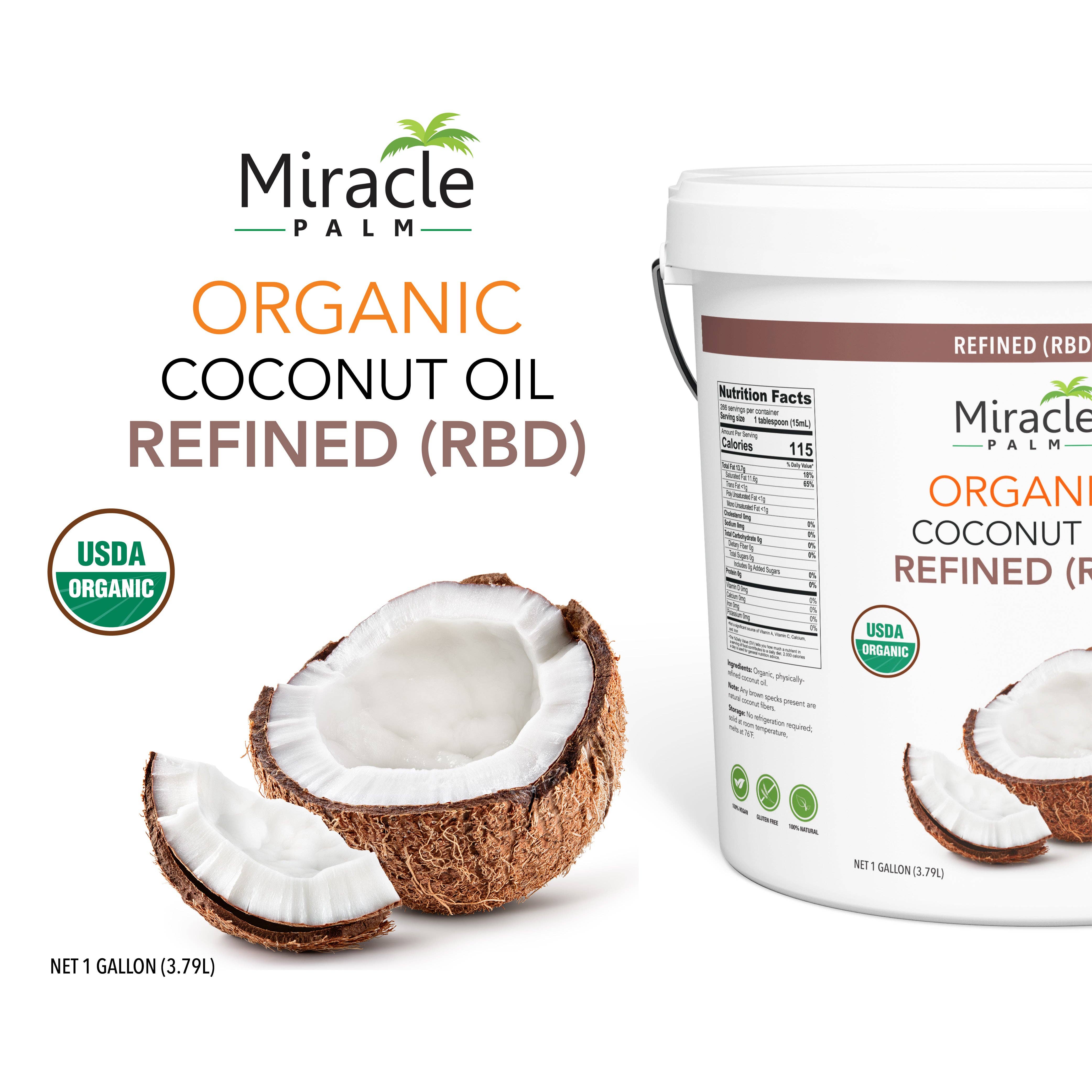 Miracle Palm - Wholesale Cooking Oil - Organic RBD Coconut Oil (1 Gallon) - Tasteless1