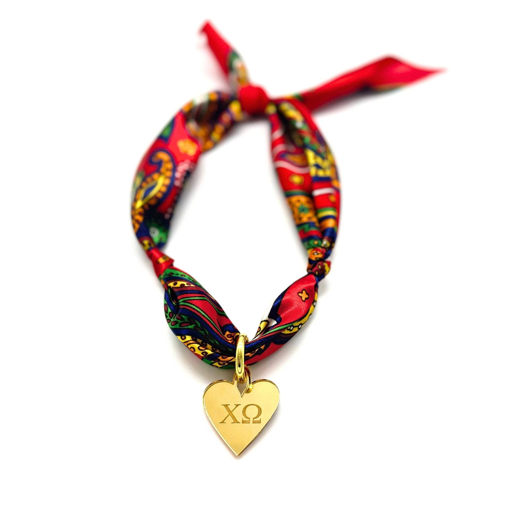 Sarahndipity Shop - Wholesale Scarf - Women's - Sorority Scarf with Engraved Greek Letter Gold Heart Charm24