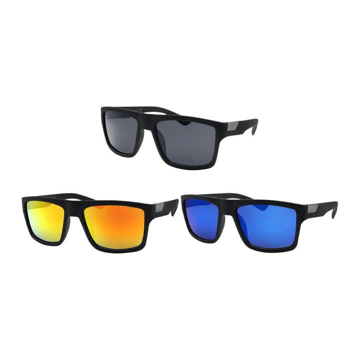 Shark Eyes, Inc - Wholesale Sunglasses - Men's - Mens Sunglass Square Frame Color Mirror Beach Style Surf New
