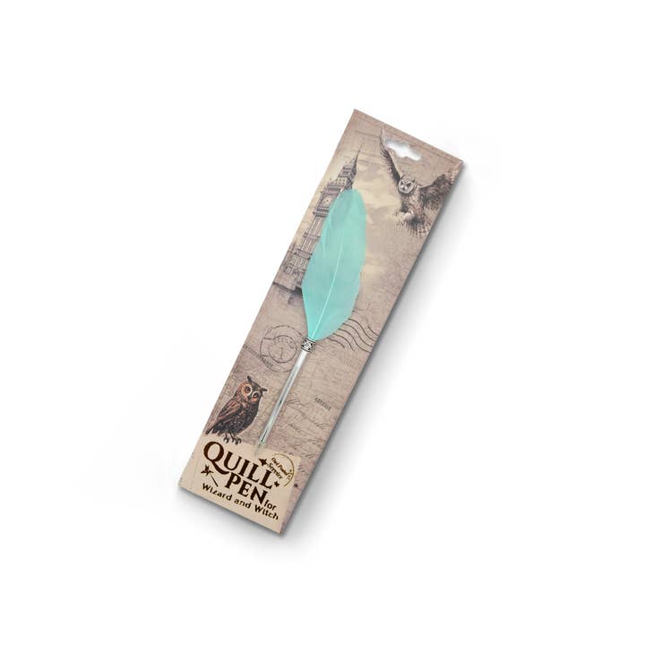 Pack x10 Quill Ball Pen On Backing Card - Teal for wholesale by Mad Witch Ltd