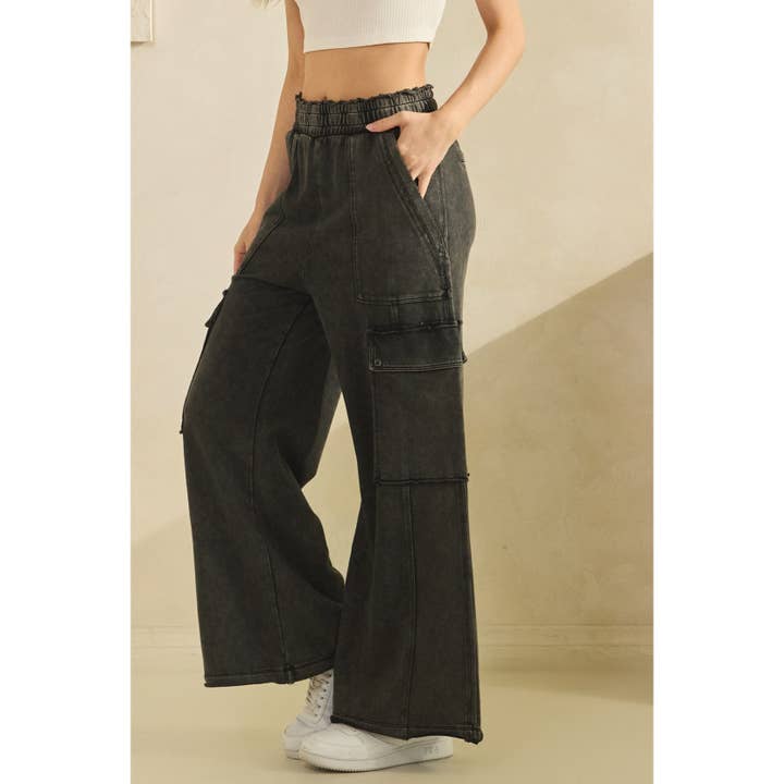 MINERAL WASHED UTILITY TROUSERS (SP7179) for wholesale by Sage + Fig