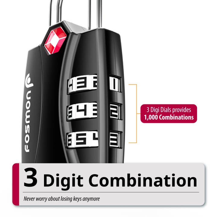 Fosmon - Wholesale Luggage Lock - 3-Digit TSA Accepted Combination Luggage Lock2