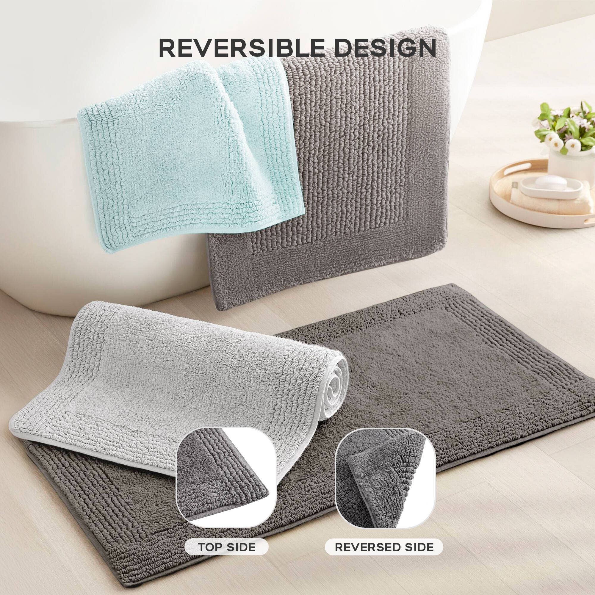 Olliix - Wholesale Bath Mat - Reversible Cotton Bath Rugs, Grey15