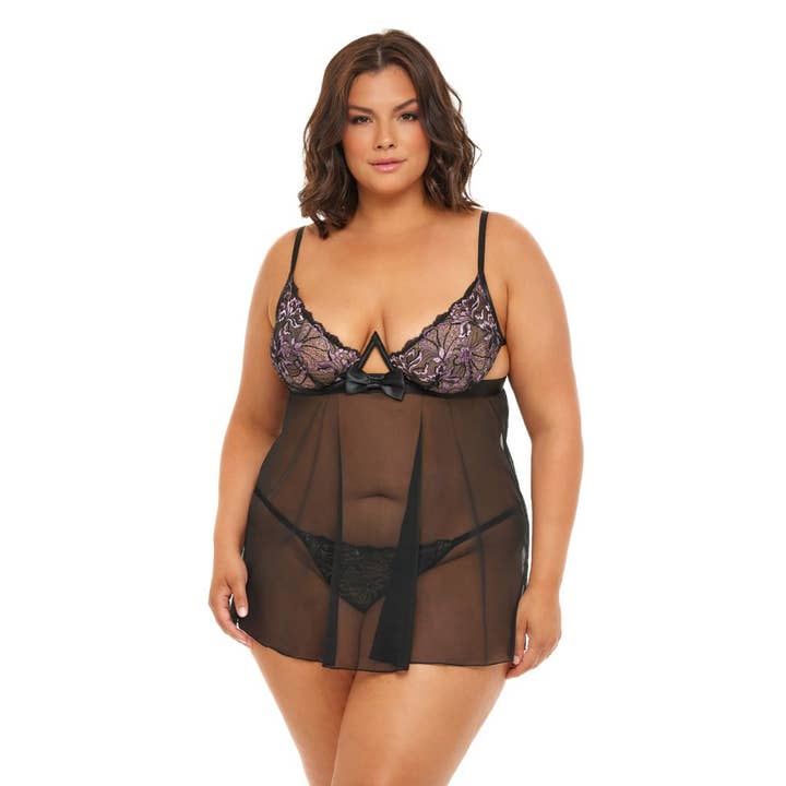 Black Pink Tulle RILEY BABYDOLL PLUS for wholesale on Faire