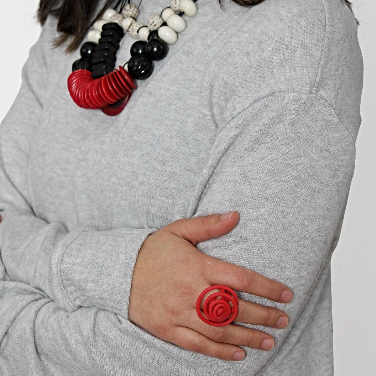 Sylca Designs – wholesale Cocktail/statement ring – Red Cefalu Swirl Ring1