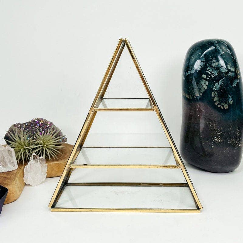 Rock Paradise – wholesale Retailer display – Jewellery – Crystal Display Shelf Brass and Glass Alter Display6