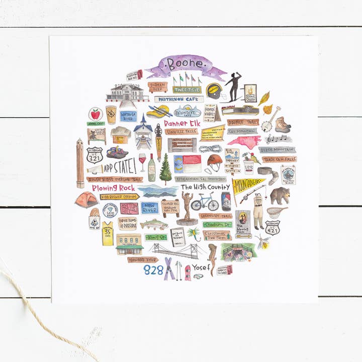 Boone, NC Icône Impression aquarelle pour la vente par Green Blanky Studio