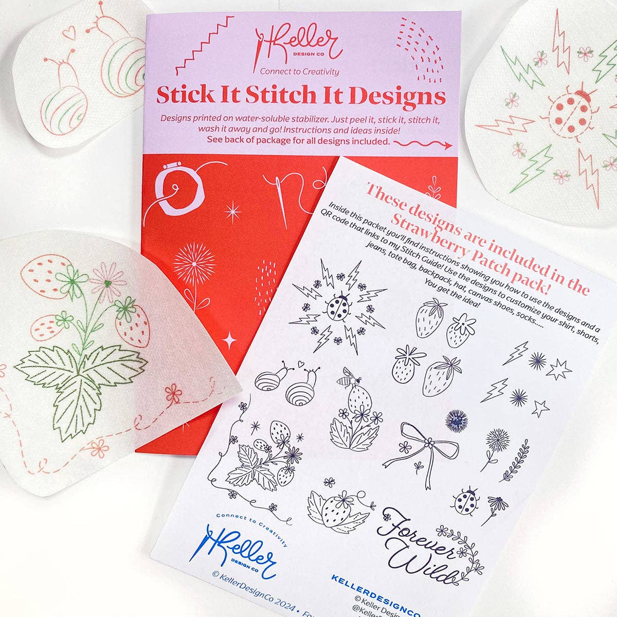 Keller Design Co. - Wholesale Embroidery/Cross Stitch Supplies - Stick It Stitch It Water Soluble Embroidery Patterns-Strawberry Patch17