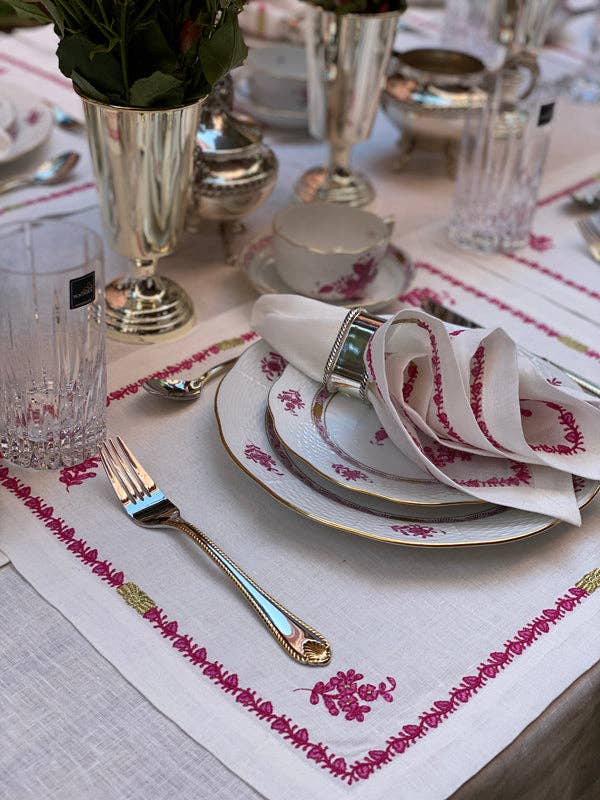 Tulip Haus - Wholesale Placemat - Herend %100 Linen Placemats, Floral Embriodery4