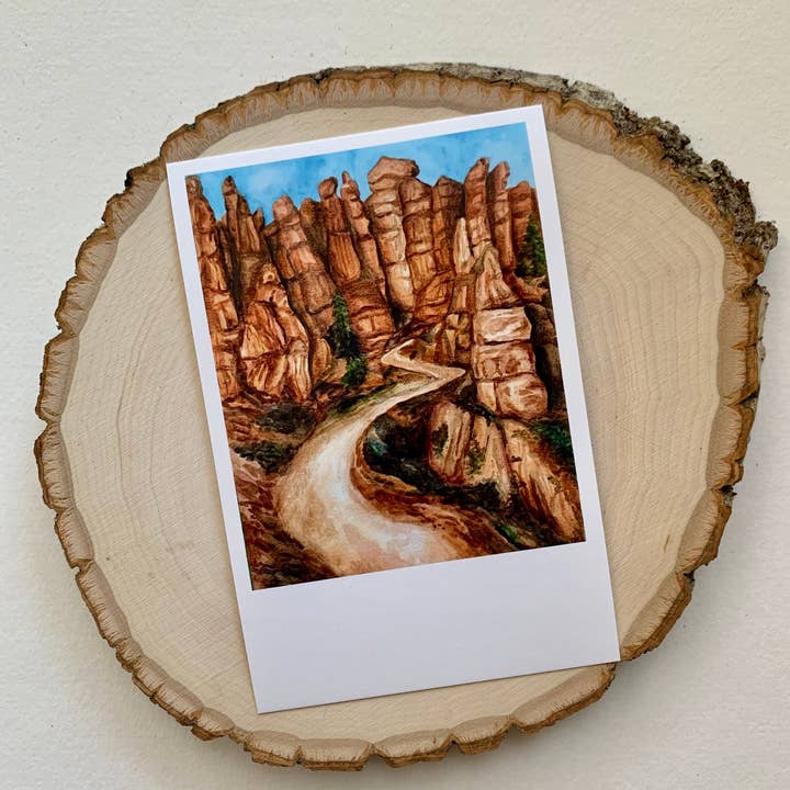 Carte postale polaroïd du parc national Bryce Canyon pour la vente par Kendra VanDruff Watercolors