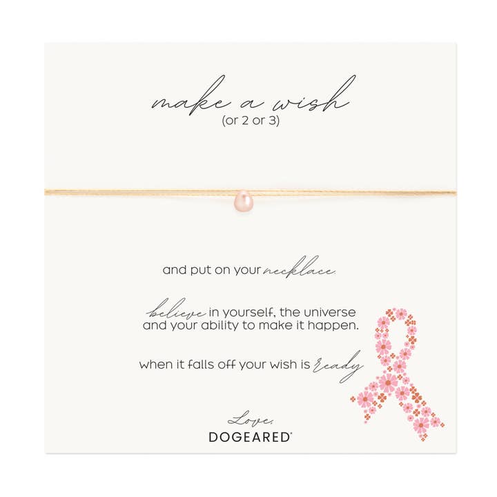 Make a wish Breast Cancer Awareness pink pearl necklace for wholesale by Dogeared