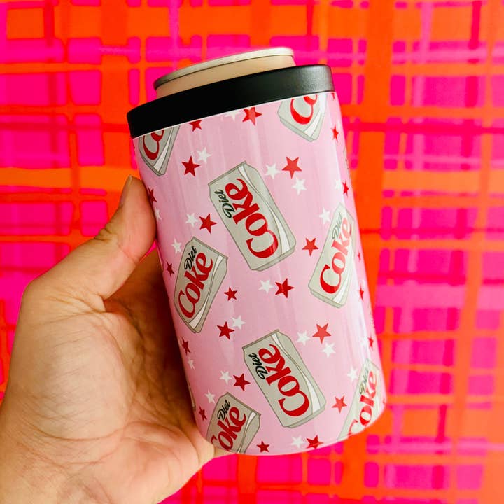 12 oz Can Cooler, Pink Diet Coke Inspired Pattern for wholesale by Sonny Rising