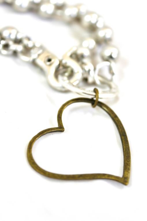 LIZOU – wholesale Pendant/charm necklace – Convertible Short or Long Ball Chain Necklace with Open Heart Charm -The Classics Collection- N2-4753