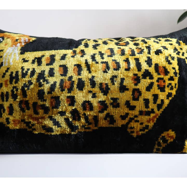 Ikat Animal Pillow Cover Panther, Ikat Throw, Ikat Cushion, for wholesale by Ikat Atelier