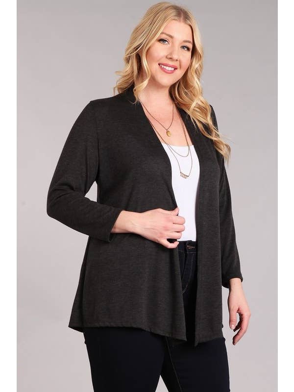 Chris & Carol Apparel - Wholesale Cardigan - Women's - X9029-140 Essential Plus Size Knit Cardigan30