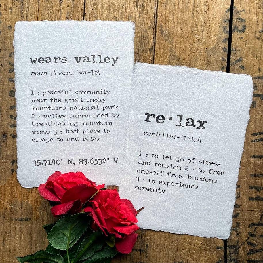 Alison Rose Vintage - Wholesale Art Print - wears valley tennessee definition print on handmade paper2