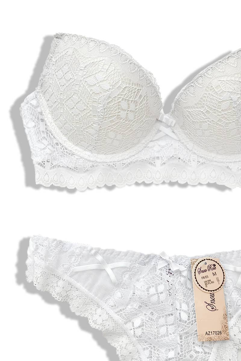 Belle Com'Elle - Vendita all'ingrosso Completino intimo - Donna - Set Reggiseno con Ferretto e Imbottitura + Perizoma in Pizzo C/AZ17026C4