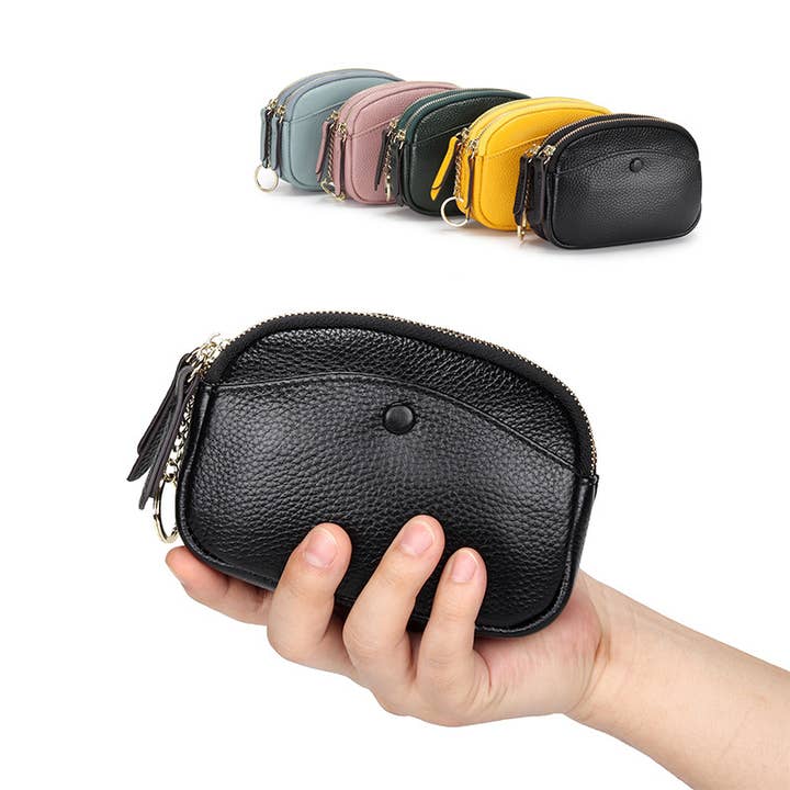 læder dobbelt lynlås nøgle tilfælde tegnebog for engroshandel hos wandf