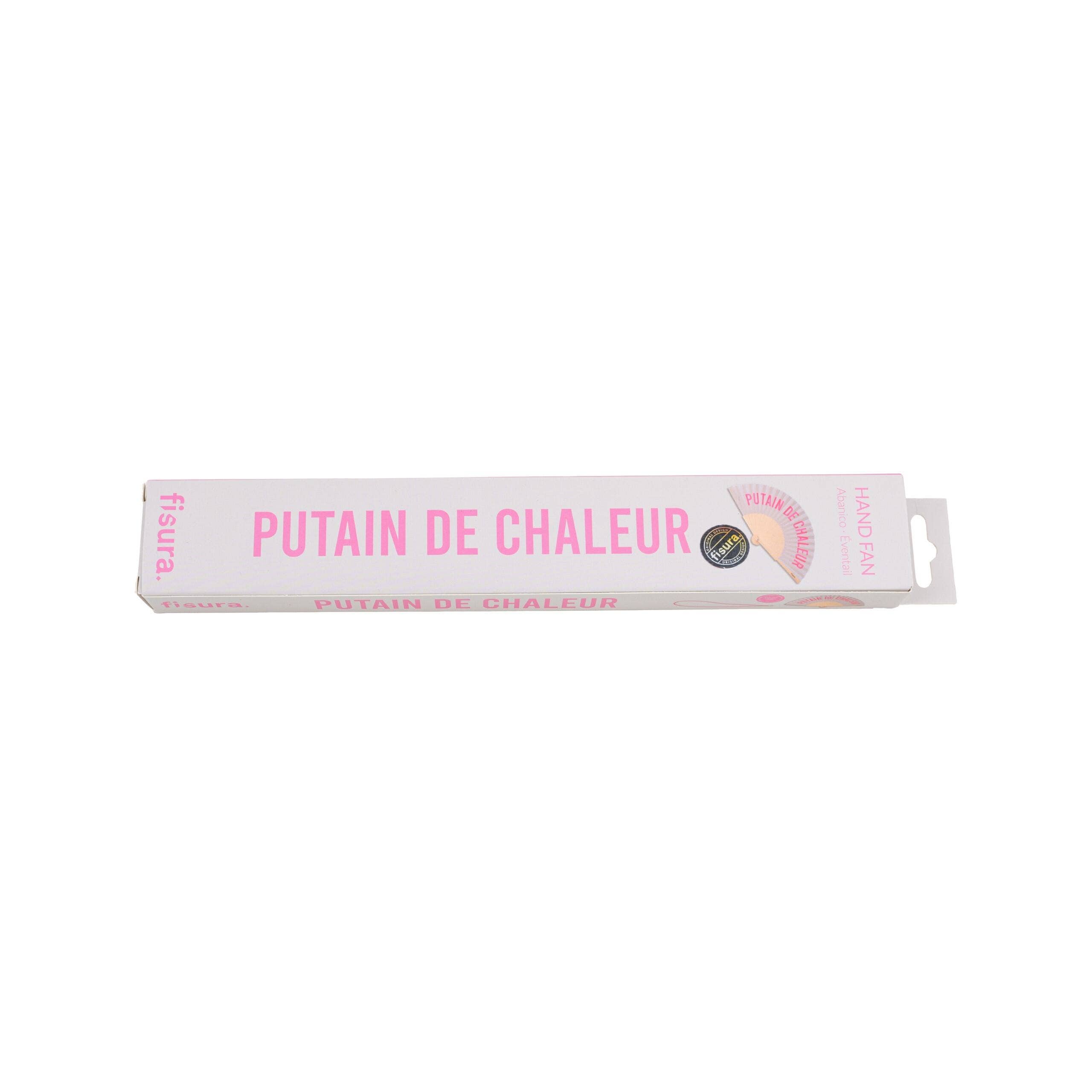 Fisura - Wholesale Handheld Folding Fan - “Putain De Chaleur” Grey and Pink Fan1