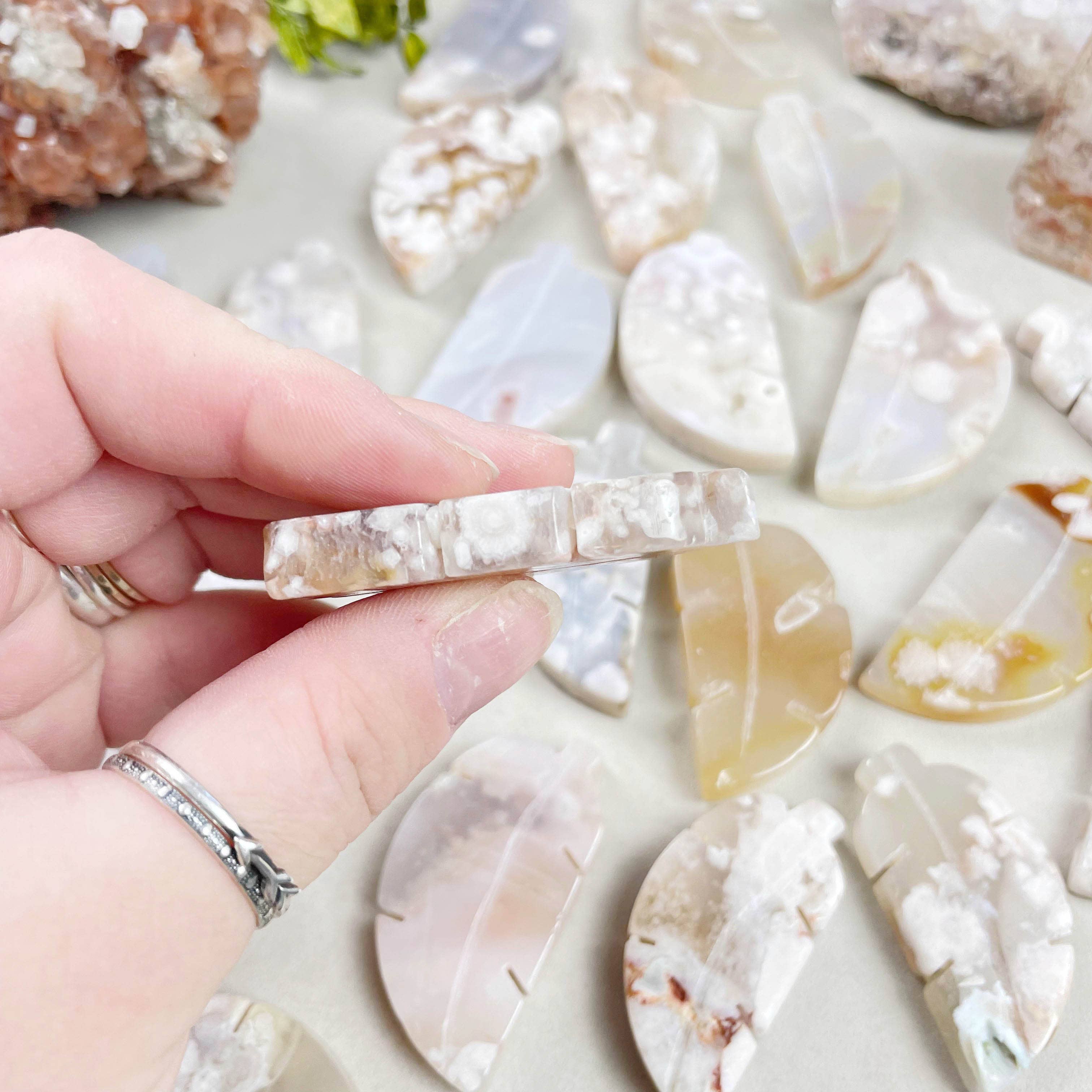 Ewelina Pas Jewelry - Wholesale Spiritual Stone/Crystal - Flower Agate Leaf Carving2