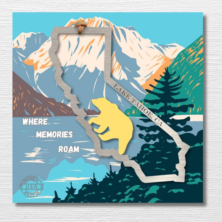 California Ornament - Where memories Roam 4x4 Retail Card for wholesale by Authenticaa