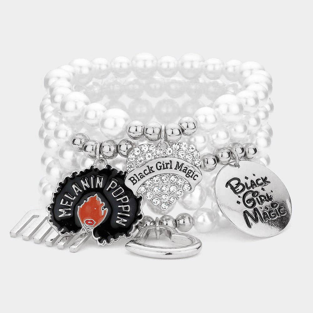 Sensibling Corp. - Vente Parures de bijoux - 5PCS - Magie des Filles Noires Divers Charms Multi Couches Élastique8