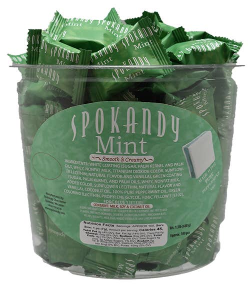 Spokandy Chocolatier - Wholesale Mints - 1.5lb White Green White Mints in Tub