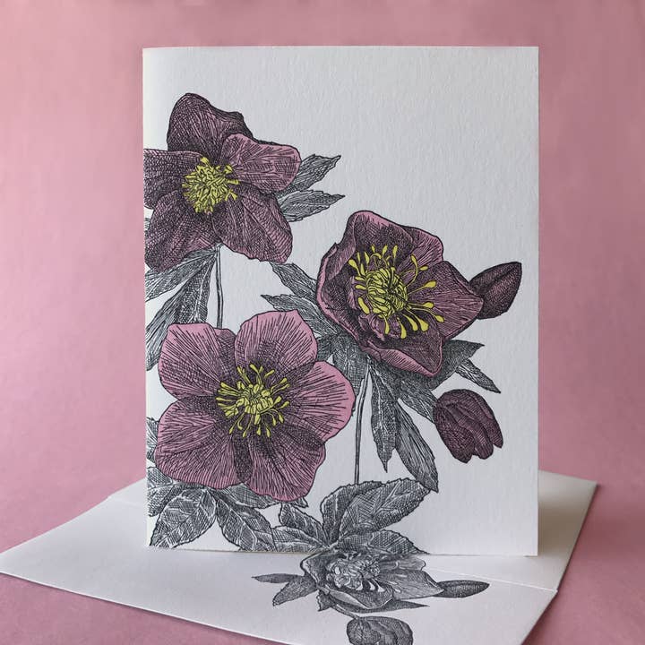 Christmas Rose Holiday and Blank Note Card for wholesale by Painted Tongue Press