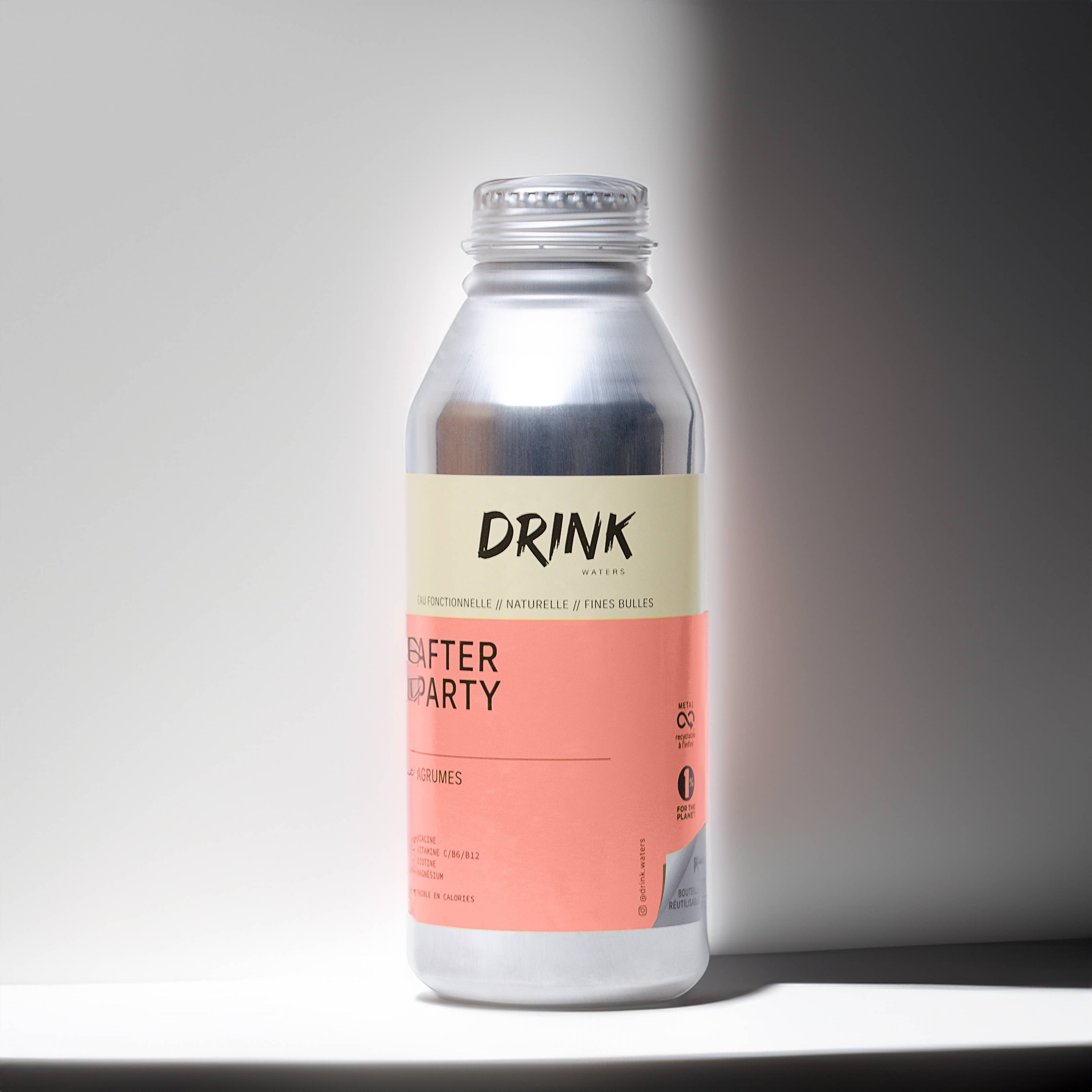 Drink Waters – wholesale Kolsyrat vatten – AFTER PARTY funktionellt kolsyrat vatten från Alperna Alumi2