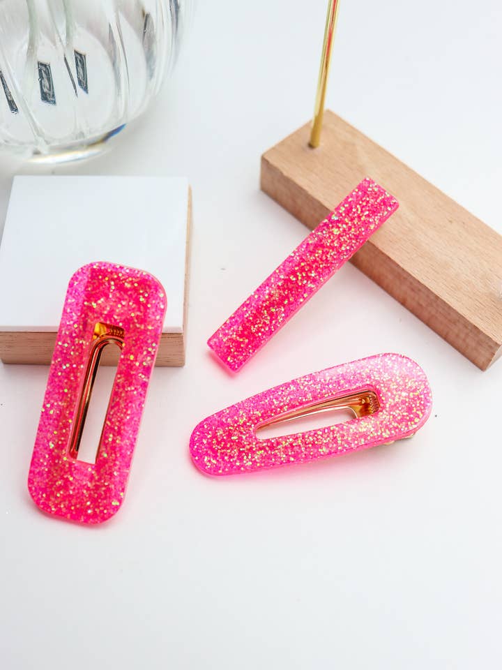 Neonrosa Glitzer-Haarspange für den Großhandel von CG Home