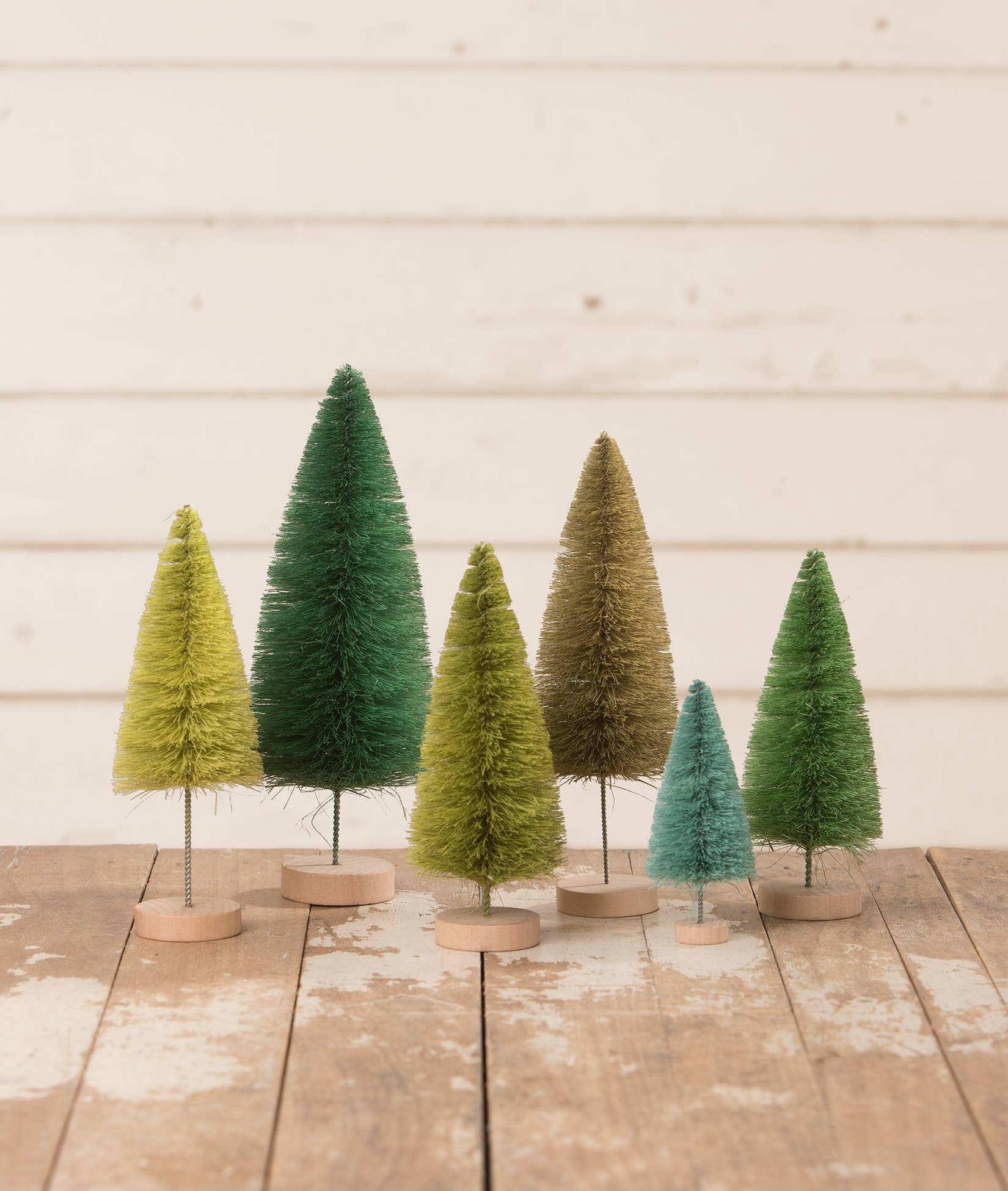 Bethany Lowe Designs - Wholesale Christmas Decoration - Hues of Green Bottle Brush Trees S61