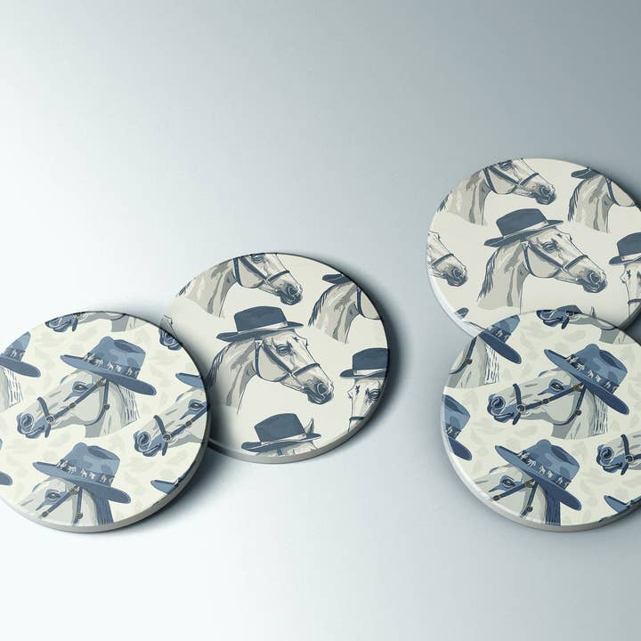 Ensemble de sous-verres Dapper Horses | Collection Horse + Whisky pour la vente par Paperfinch Design
