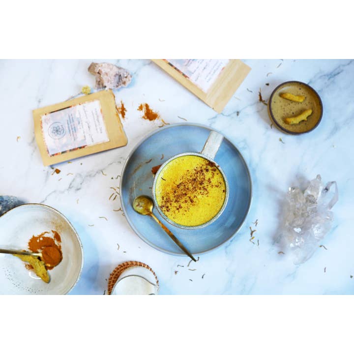 Ayamani Naturals - Vente Boisson diététique en poudre - Golden Latte aux champignons avec Reishi et Chaga, lait doré adaptogène vegan1