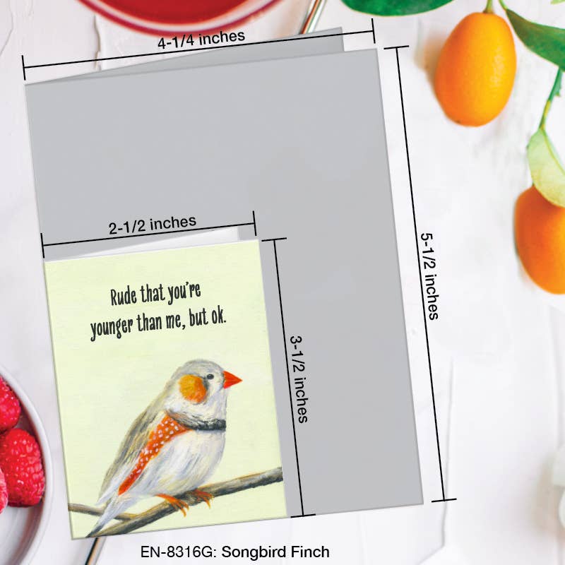 Printed Canvas - Wholesale Birthday Card - Songbird Finch, Greeting Card (#8316G)1