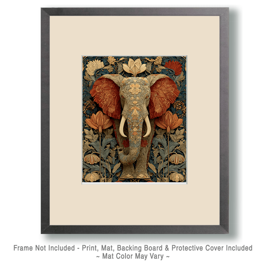 Mowbi - Wholesale Art Print - Vintage Elephant - Zoo Animals - Biophilic Wildlife Art Print - 8"x10" Artwork for 11"x14" Frame1