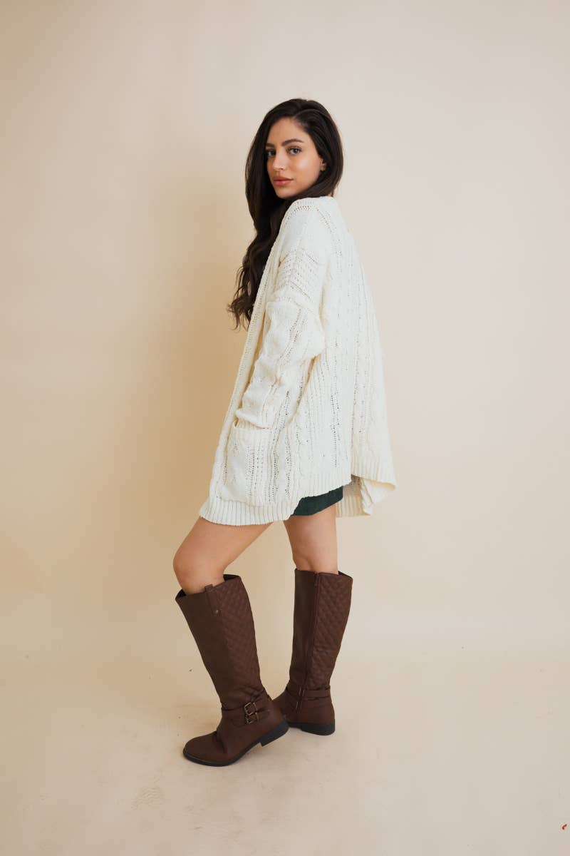 Leto Accessories - Vendita all'ingrosso Cardigan - Donna - Cardigan a maglia intrecciata classica e calda.5