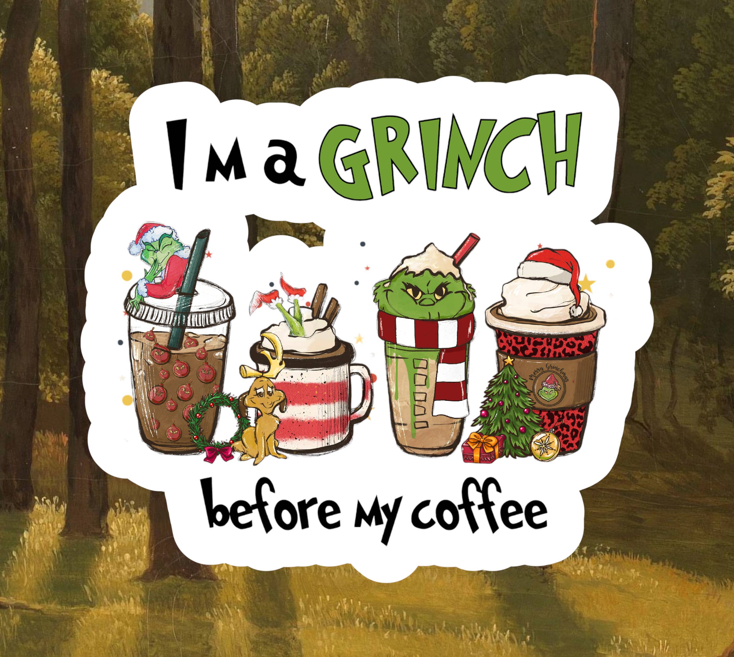 Crazilyhumbledesigns – Adesivo por atacado – O grinch, fofo, Natal, Impermeável, Autocolante Hydroflask0