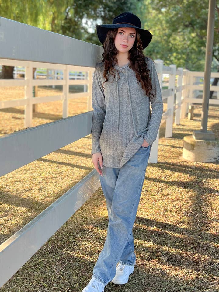 Ribbed Hoodie Pullover S-XL for wholesale by 24-Hrs Fashion