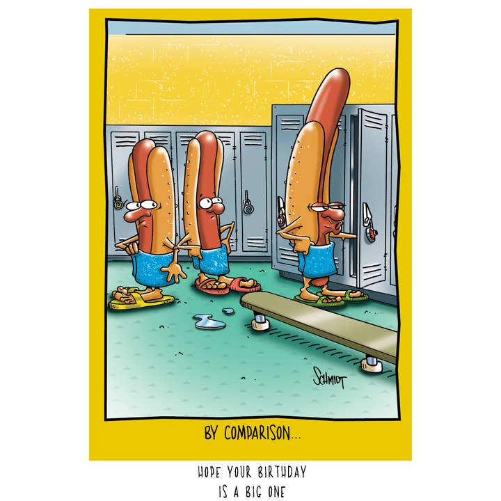 Funny Hot Dog Birthday Card for wholesale by Raspberries
