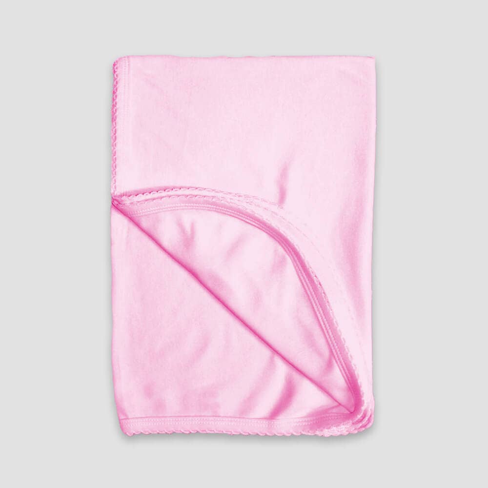 Laughing Giraffe - Wholesale Bedding Blanket - Kids & Baby - Infant Baby Scallop Picot Trim Blank Pink Blanket Blanks DIY